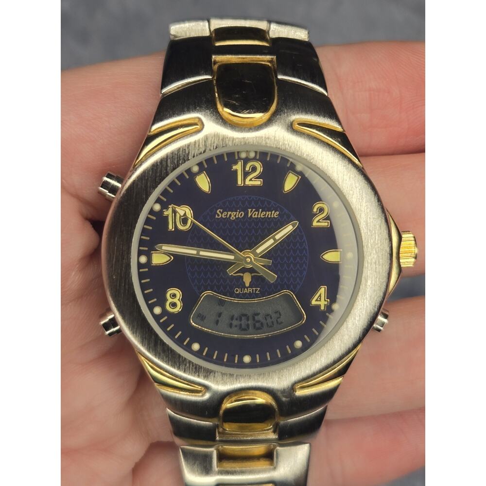 Sergio Valente Men's Quartz Analog & Digital Wristwatch Vintage 90s